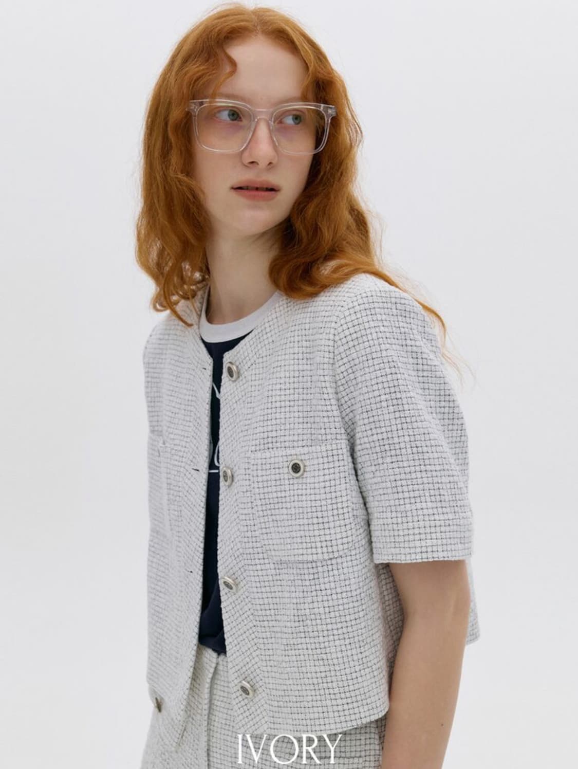 앳코너(a.t.corner) 코튼 블렌드 반팔 트위드 자켓 상품이미지1