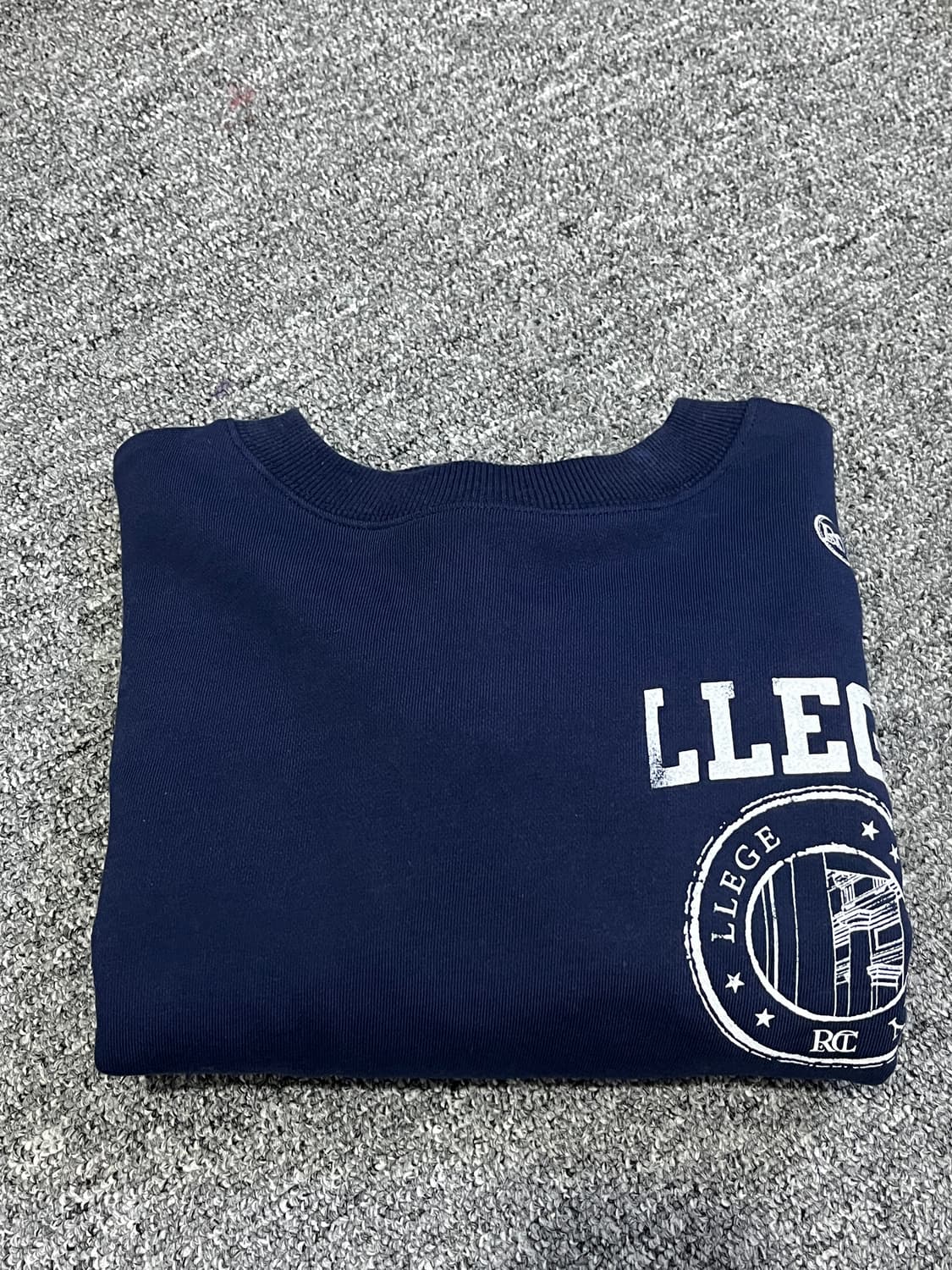 렉토 LLEGE 로고 크롭 맨투맨 스웻셔츠 후드티 네이비 상품이미지9