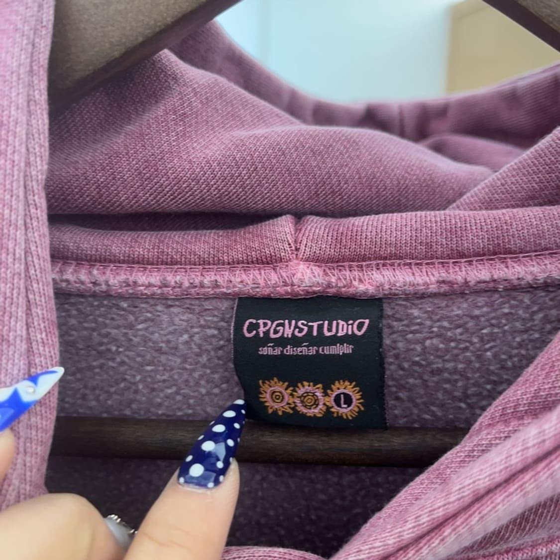 꼼파뇨 매드홉피 피그먼트 키치 인디핑크 기모 후드티 L C08680 상품이미지5