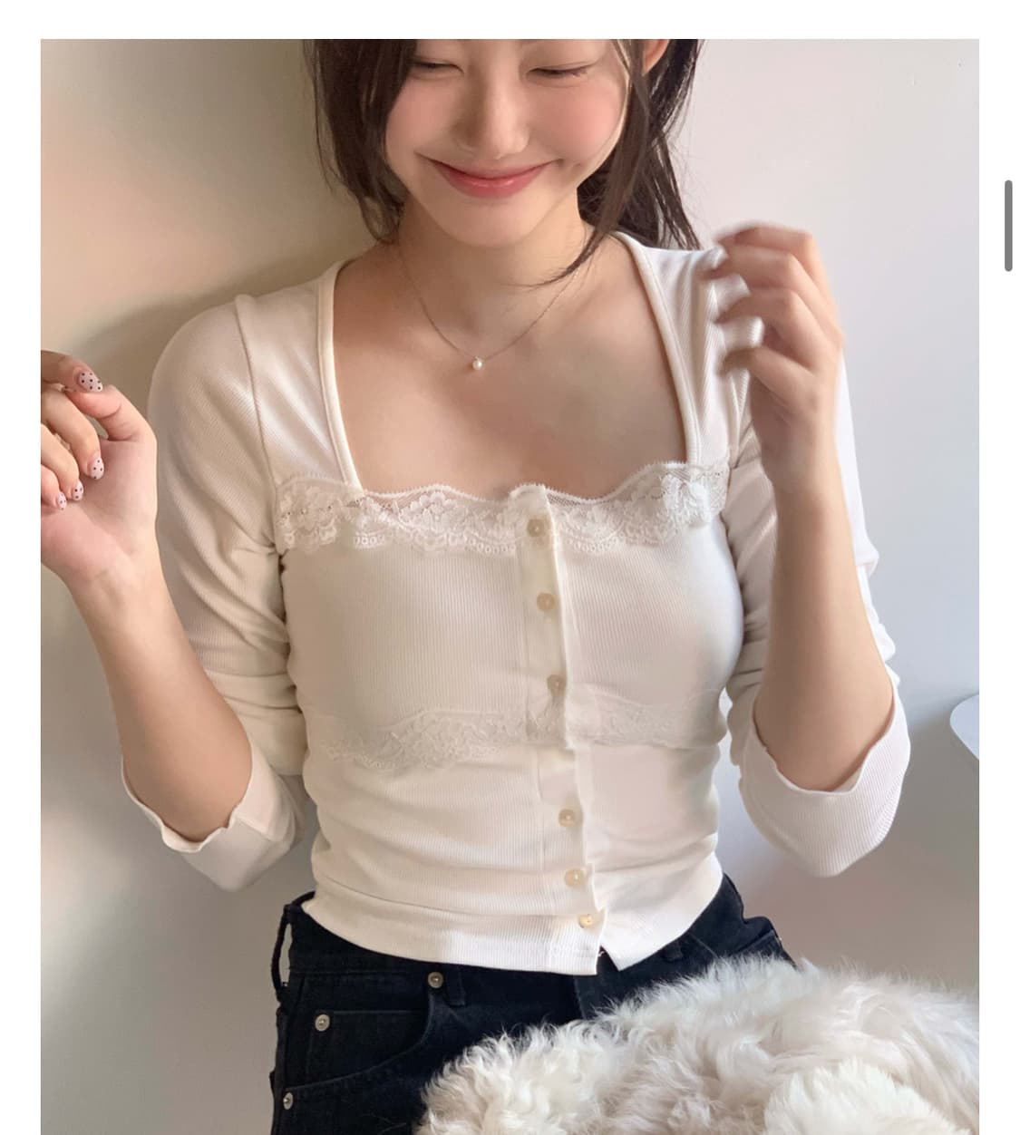 제니오 벨 레이스 가디건 아이보리 zaenio 상품이미지1