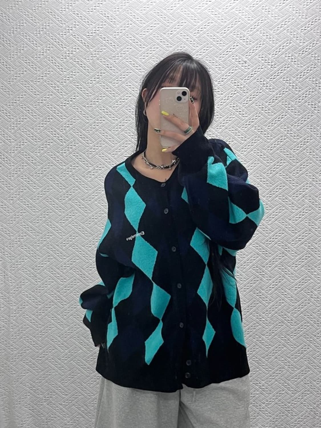 MMLG 빈티지 유니크 키치 아가일 가디건 L C07501 상품이미지2