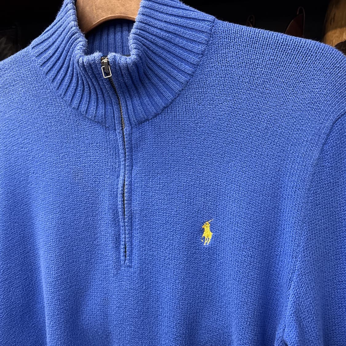 90s 폴로랄프로렌 청키립 코튼니트 하프집업 블루 N921 상품이미지6