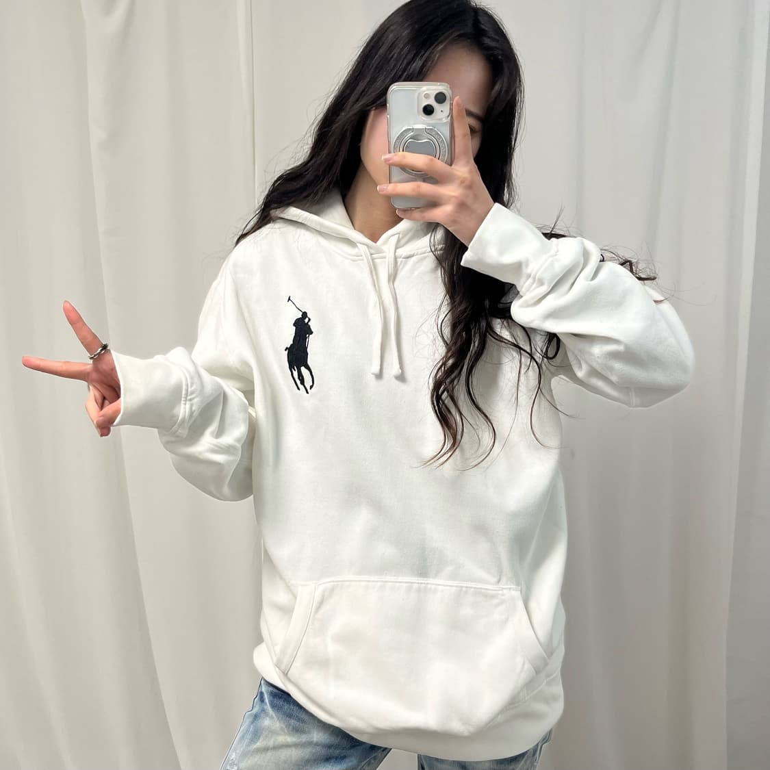 Polo White Big Pony Hoodie  상품이미지2