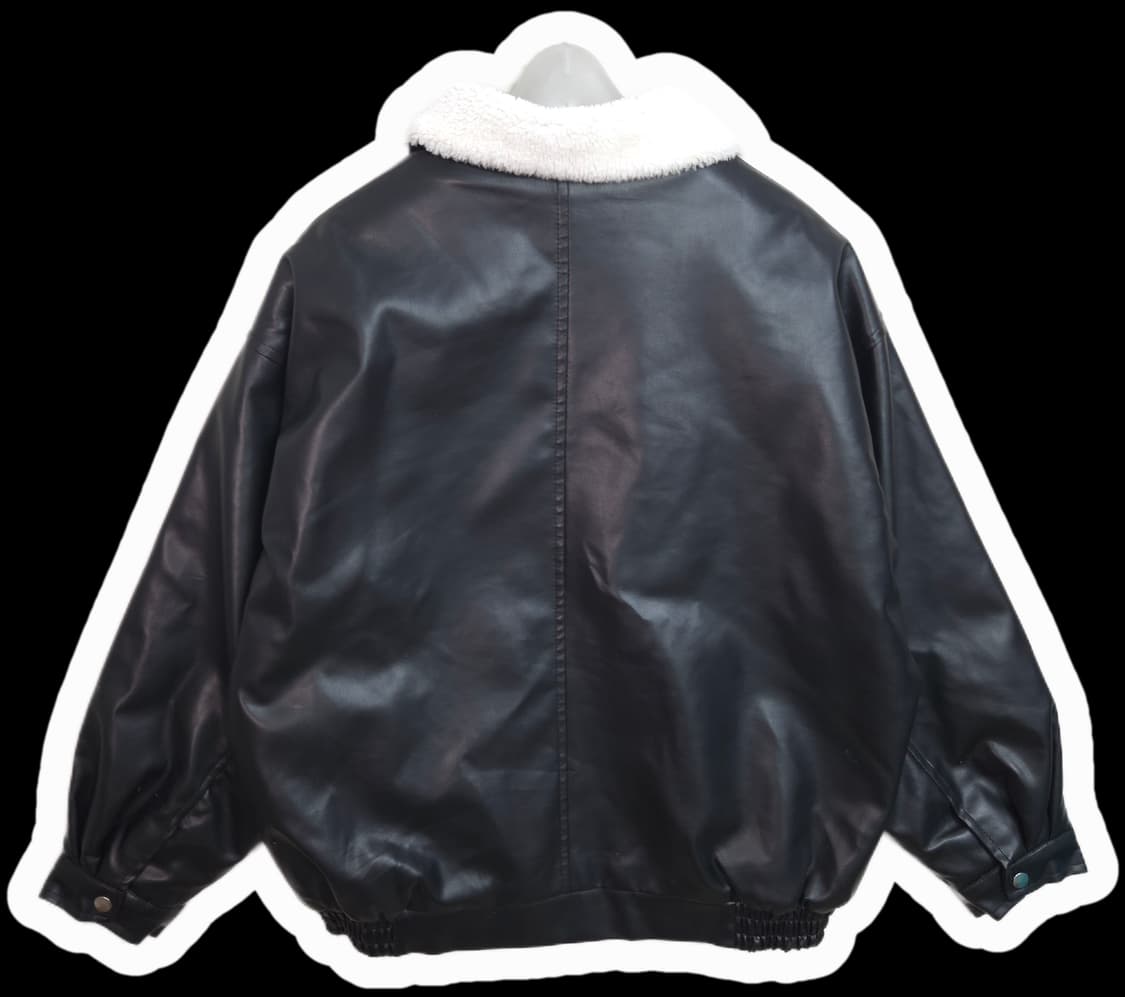 여 M-L 페이크 레더 안감 뽀글이 오버핏 자켓 상품이미지5