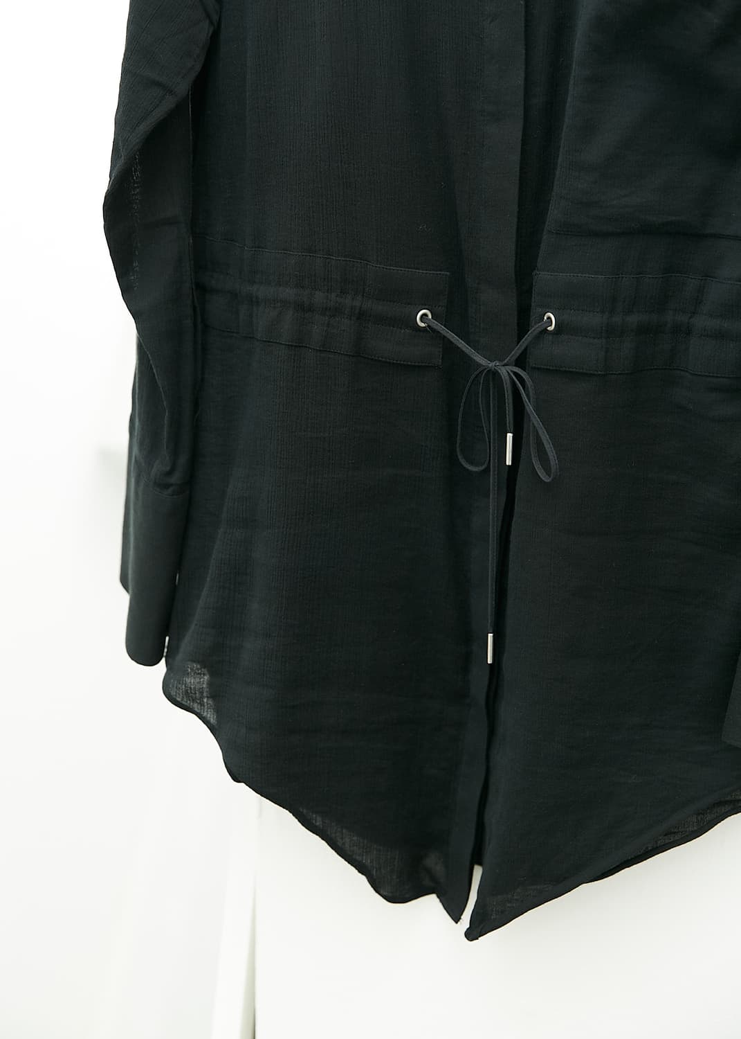 Waist String Hidden Buttons Shirts 상품이미지3
