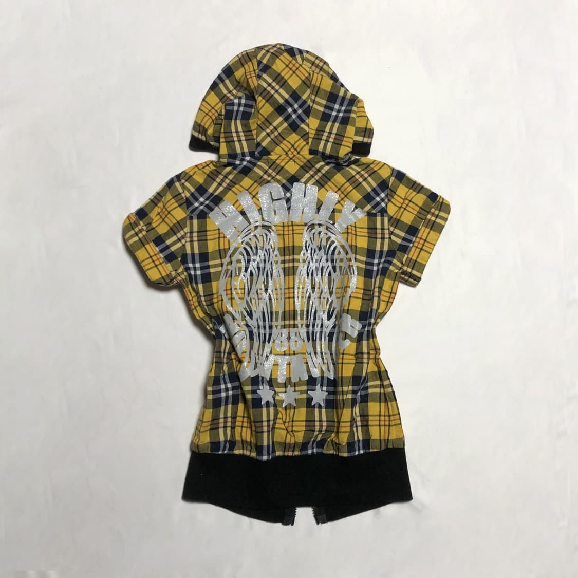 날개 레터링 체크 후드 집업 옐로우 상품이미지3