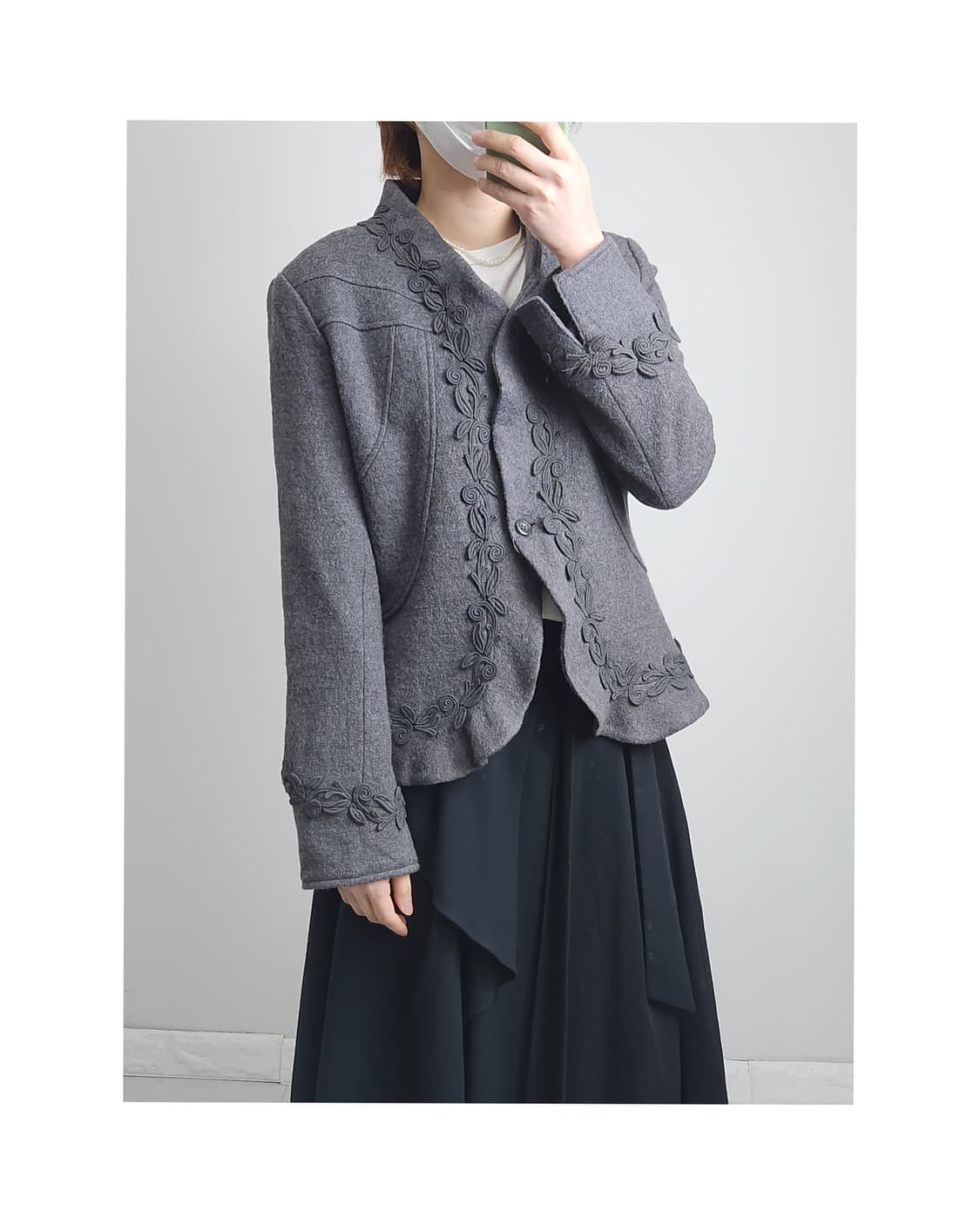 (otto)자수 원버튼 자켓 상품이미지1