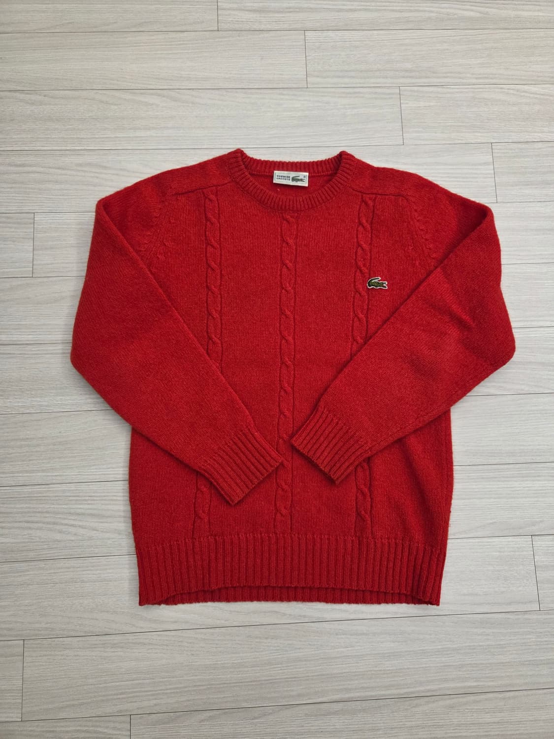 CHEMISE LACOSTE  라코스테 케이블 울 니트 풀오버 레드 상품이미지1