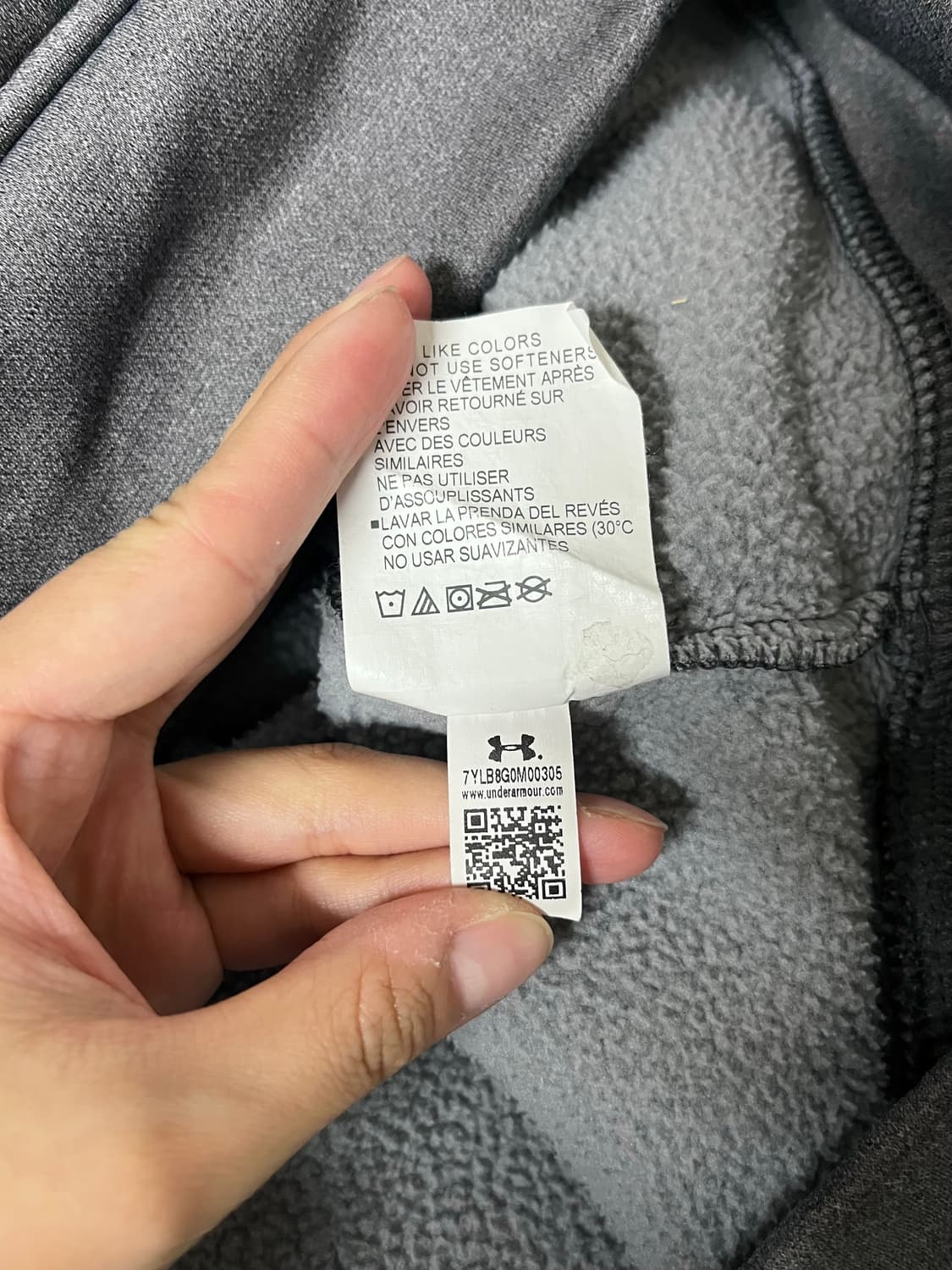 M) 언더아머 기모 후드 티셔츠 차콜 상품이미지6