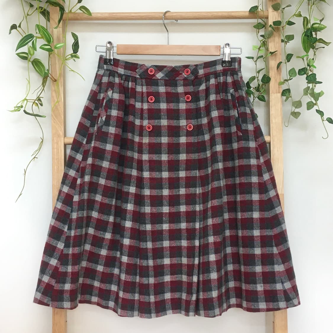 JPN/ 빈티지미디스커트 미디체크스커트 모리걸체크스커트  상품이미지1