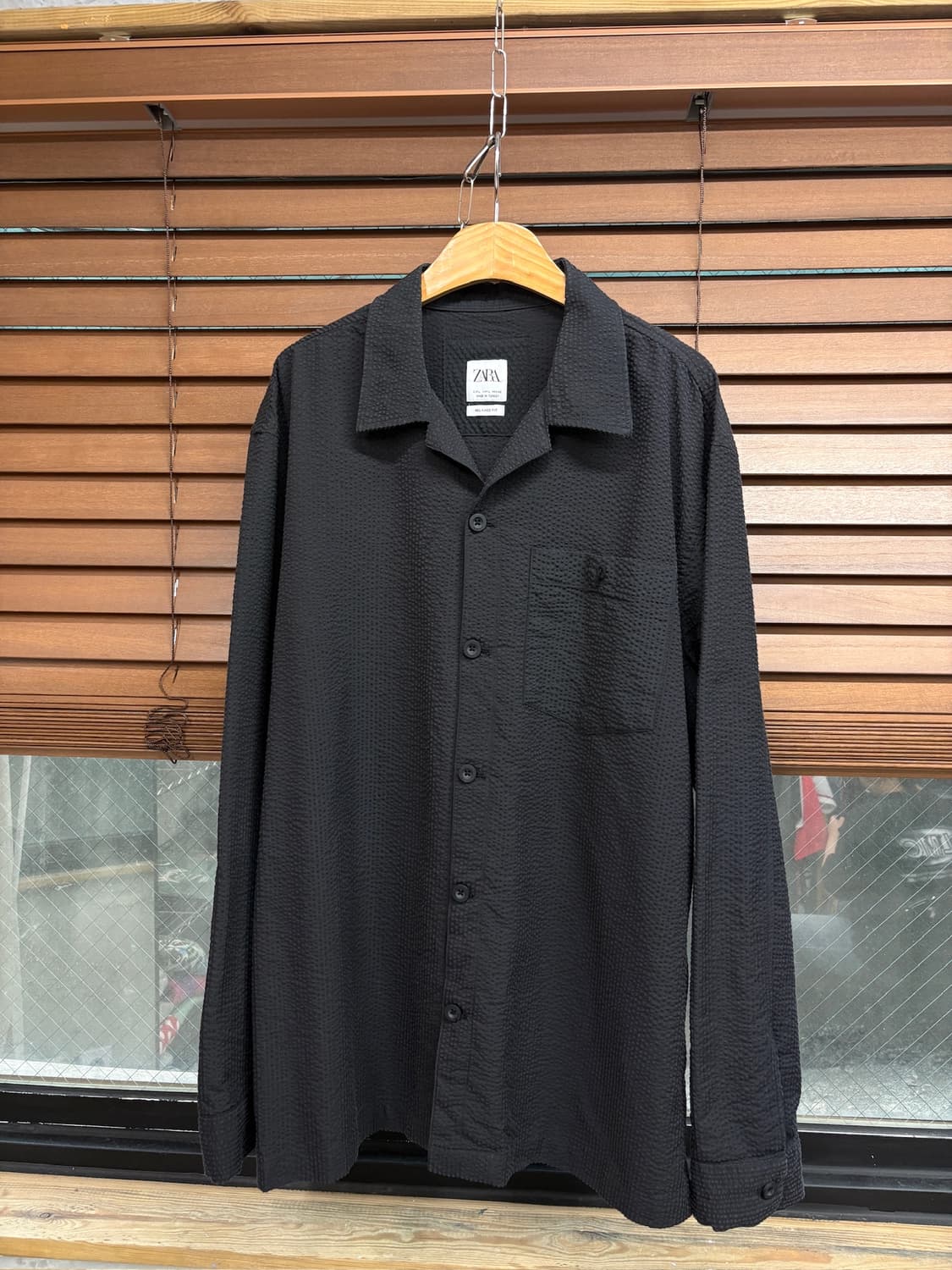 ZARA 릴렉스드 핏 텍스처 오픈카라 셔츠 상품이미지1