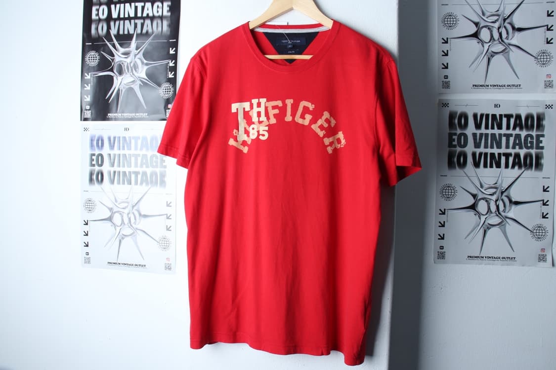 (M-L) 타미힐피거 반팔 티셔츠 레터링 레드 올드스쿨-199920 상품이미지2