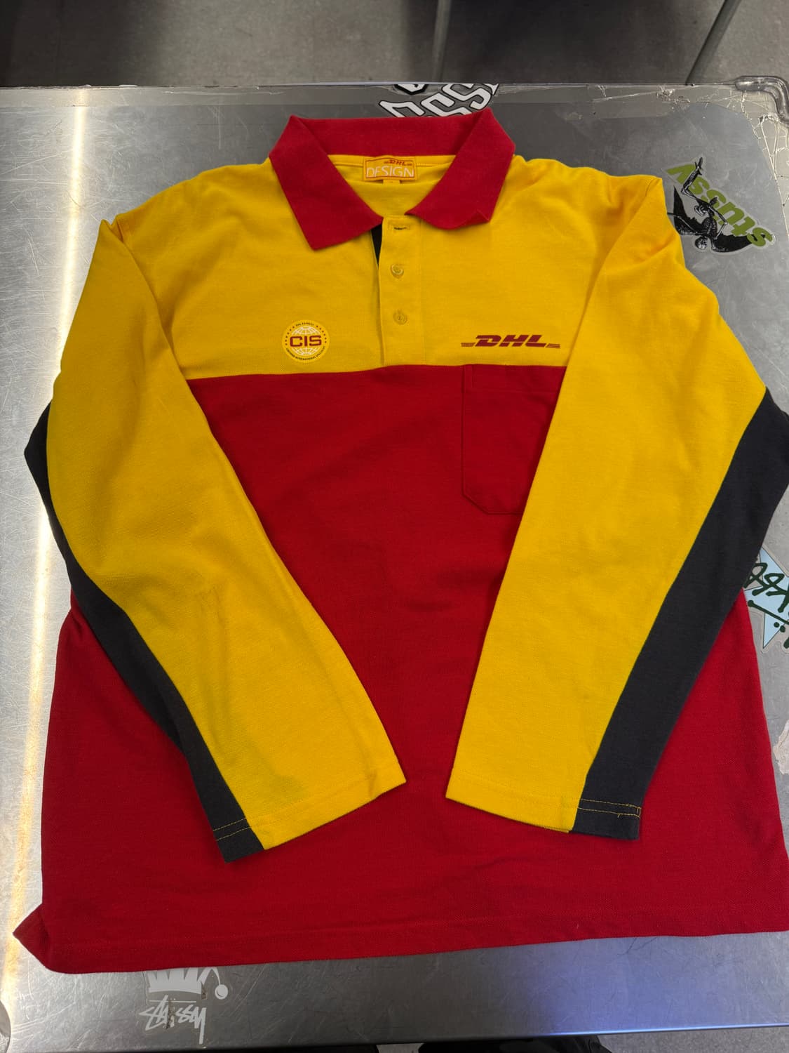 DHL 빈티지 y2k 올드스쿨 폴로 긴팔 카라티 M 상품이미지3