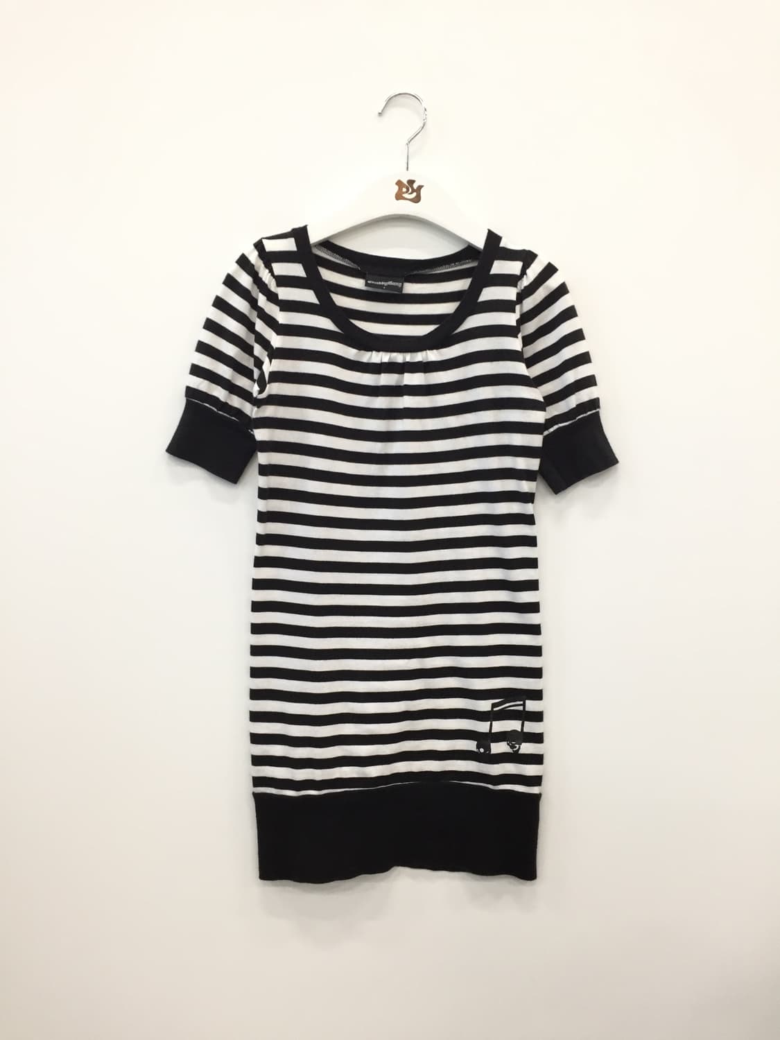 Jpn Y2k Striped Skull Graphic Tunic Top 상품이미지5
