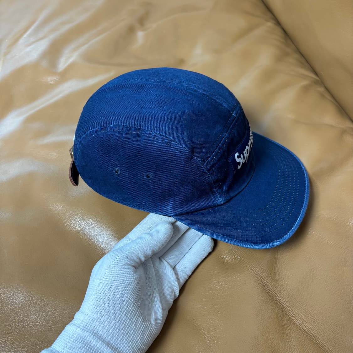 슈프림 캠프캡 모자 박스로고 워시드 인디고 네이비 상품이미지3