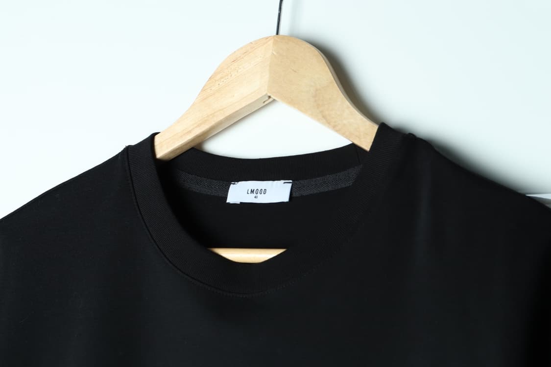(XL-2XL) 엘무드 반팔 티셔츠 무지 박시 블랙-7AFE 상품이미지5