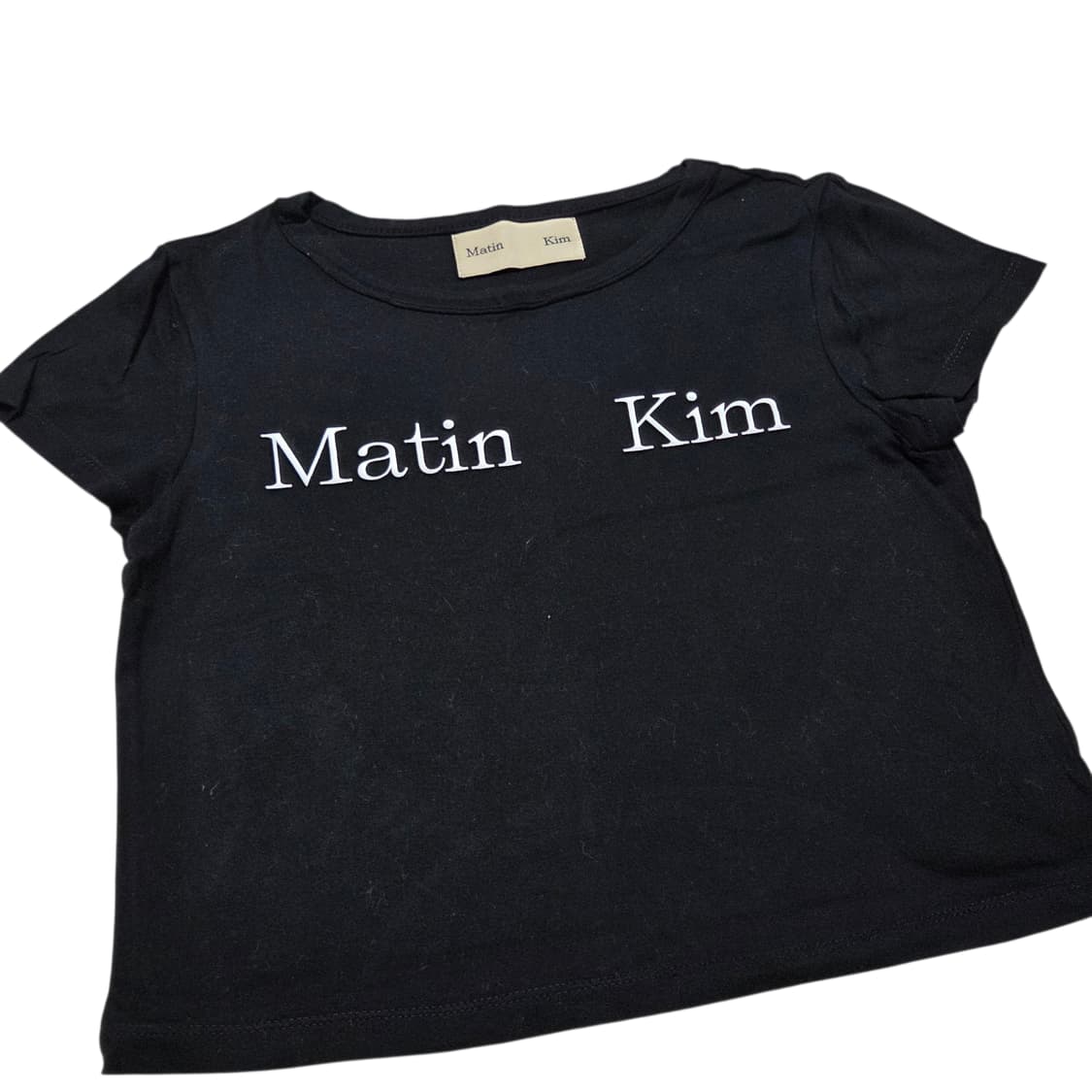 Martin Kim 마뗑킴 로고 크롭 반팔 티셔츠 블랙 상품이미지2
