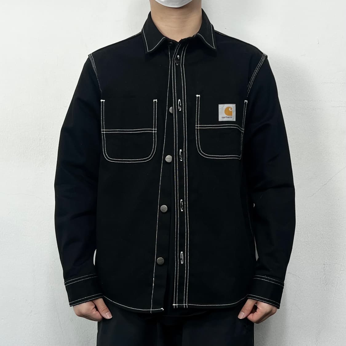 칼하트 Wip 초크 스티치 셔츠 자켓 블랙 화이트 상품이미지2