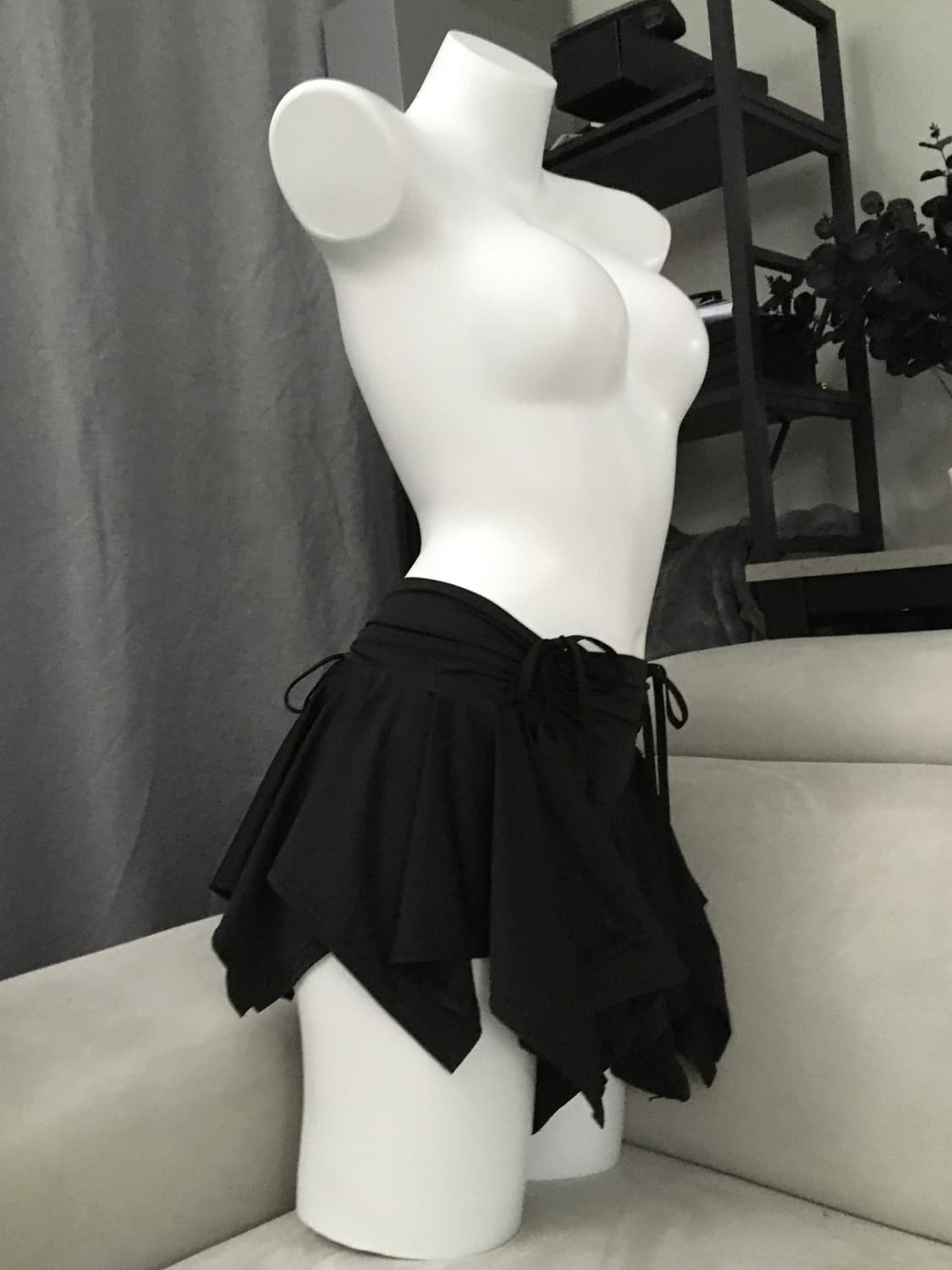 ༒ black shirring irregular skirt 상품이미지2