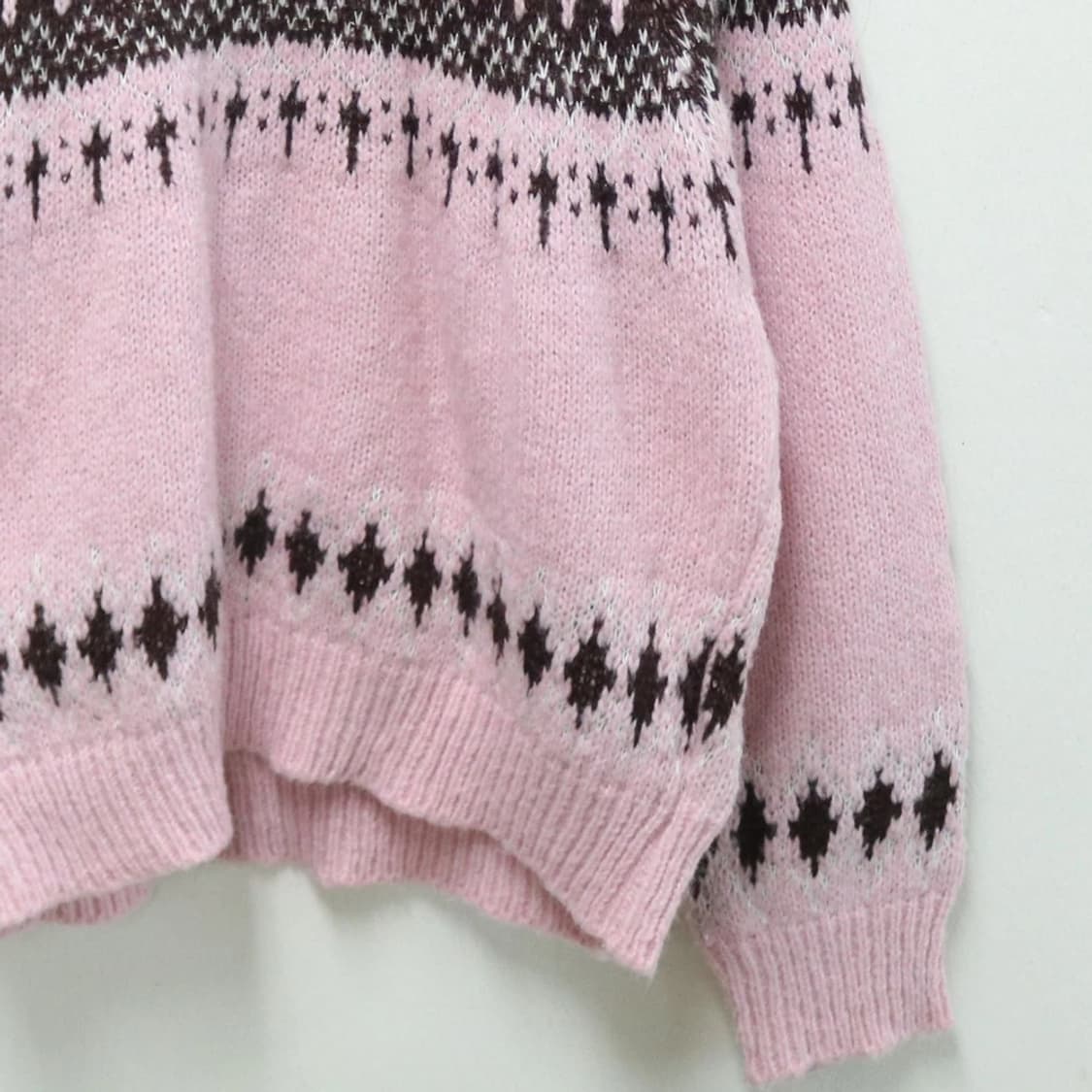 히메갸루 핑크 눈꽃 패턴 니트 61315 상품이미지4