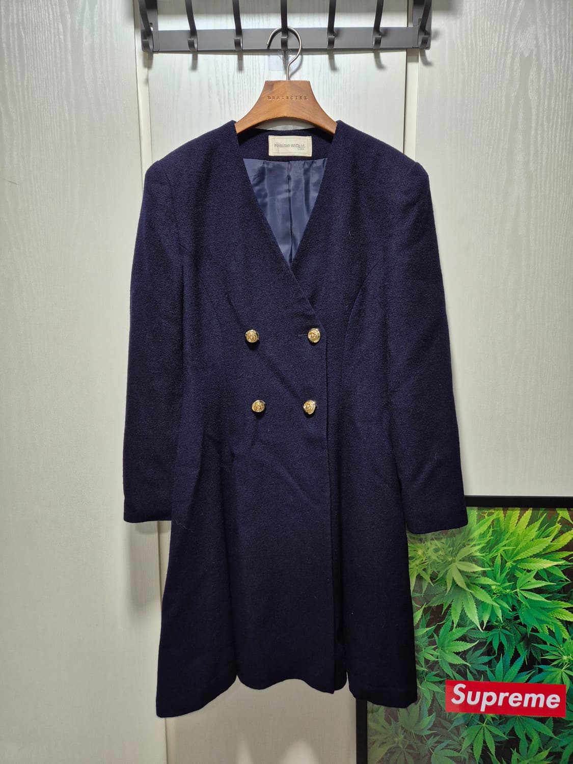 빈티지 네이비 금장 버튼 원피스 상품이미지1