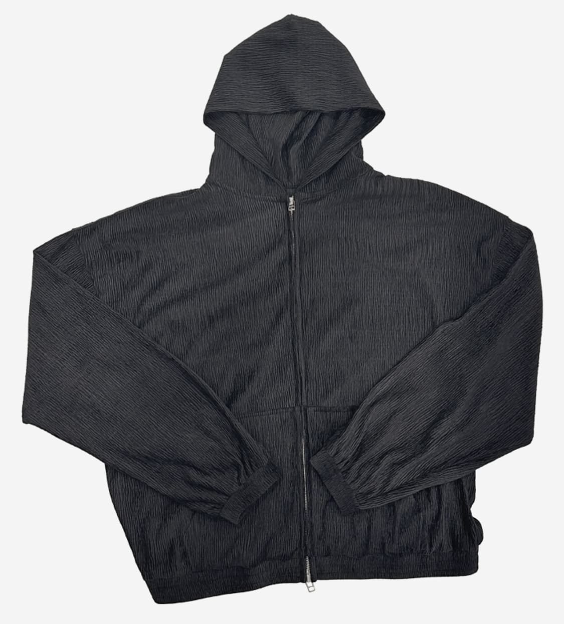 [1] 논노드 젠 플리츠 집 후디 블랙 후드 집업 상품이미지1
