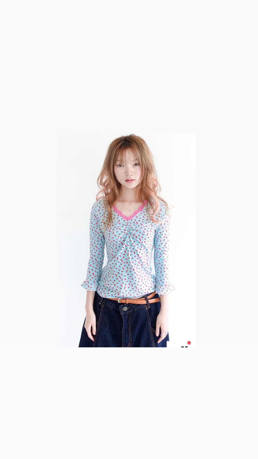 샵페어리 스트로베리 딸기 레이스 탑 민트 상품이미지1