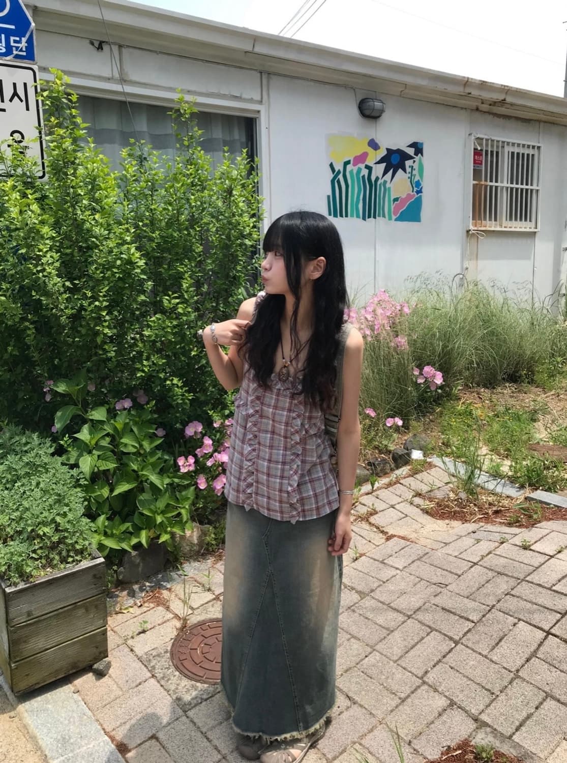 시즐 seezul 하우 체크 슬리브 나시 상품이미지2