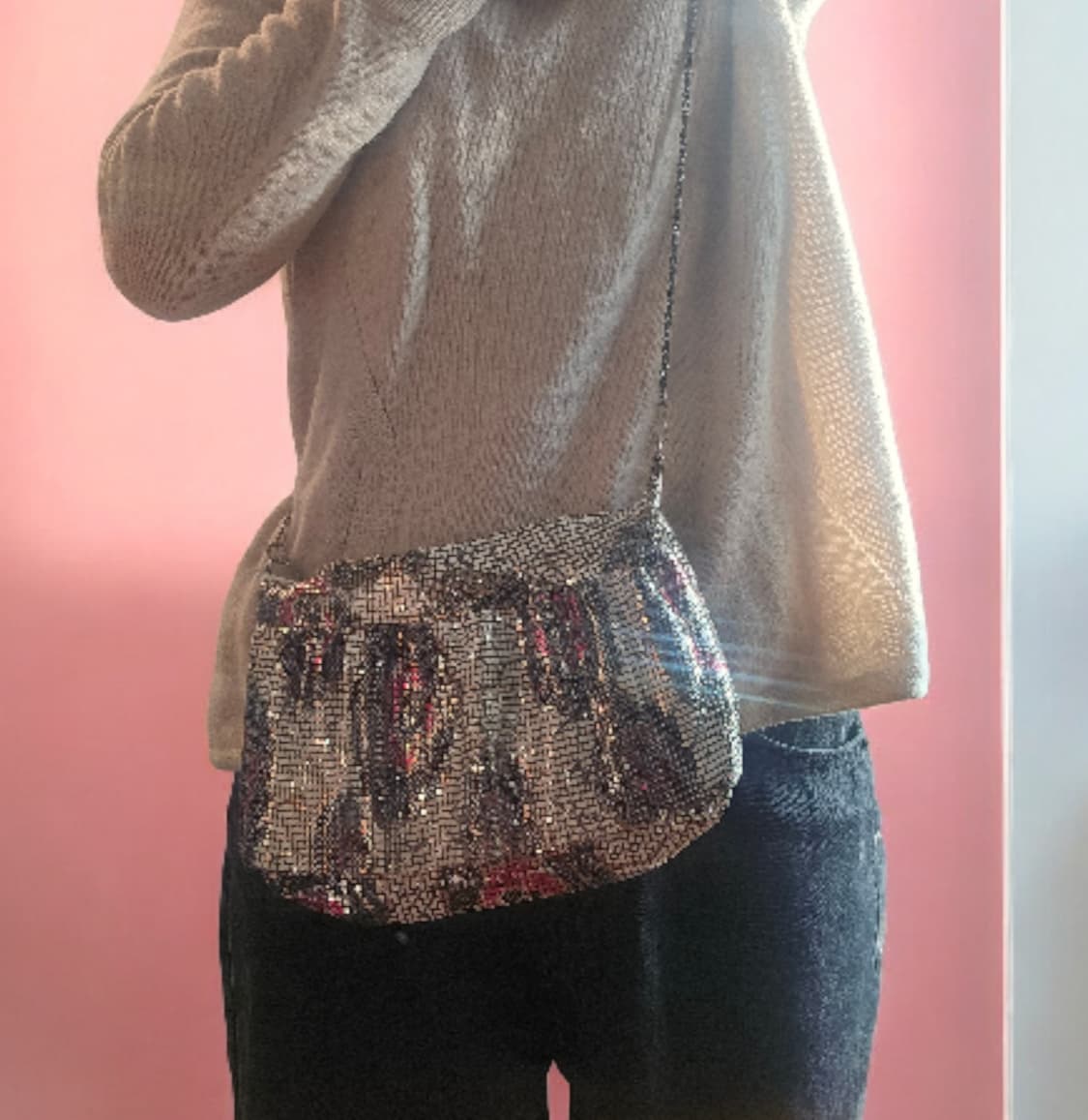 빈티지 메쉬 장미 체인 크로스백 상품이미지10