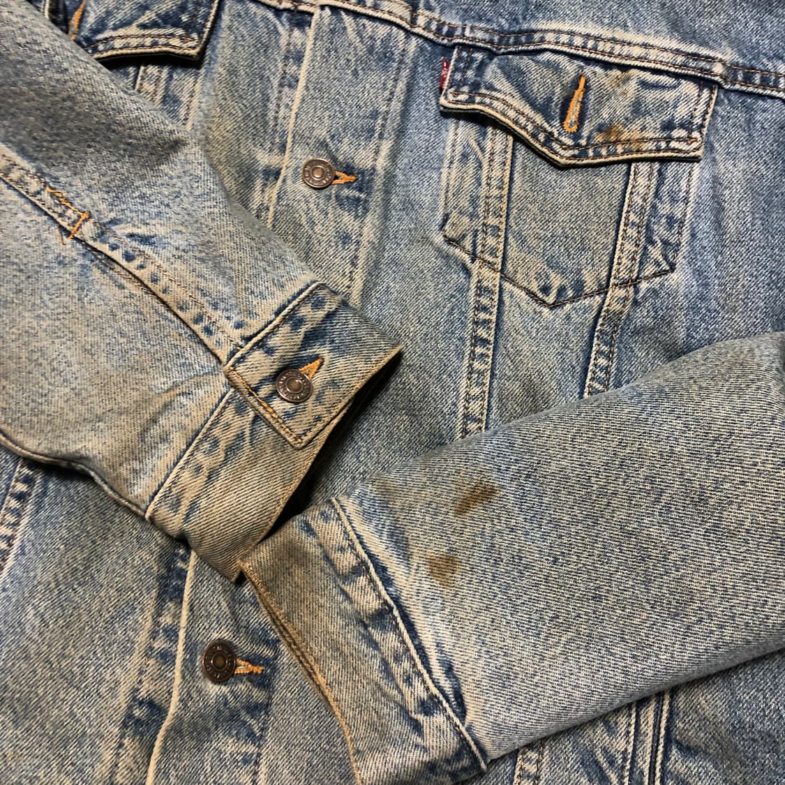 90s 리바이스 더티워싱 체크라이닝 데님 트러커자켓  상품이미지5