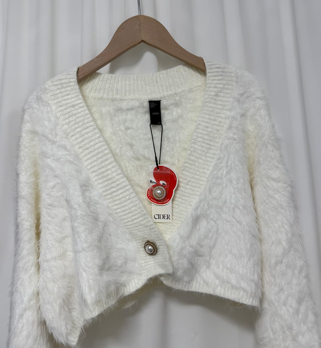 [새상품] cider 샵사이다 화이트퍼 볼레로 상품이미지2