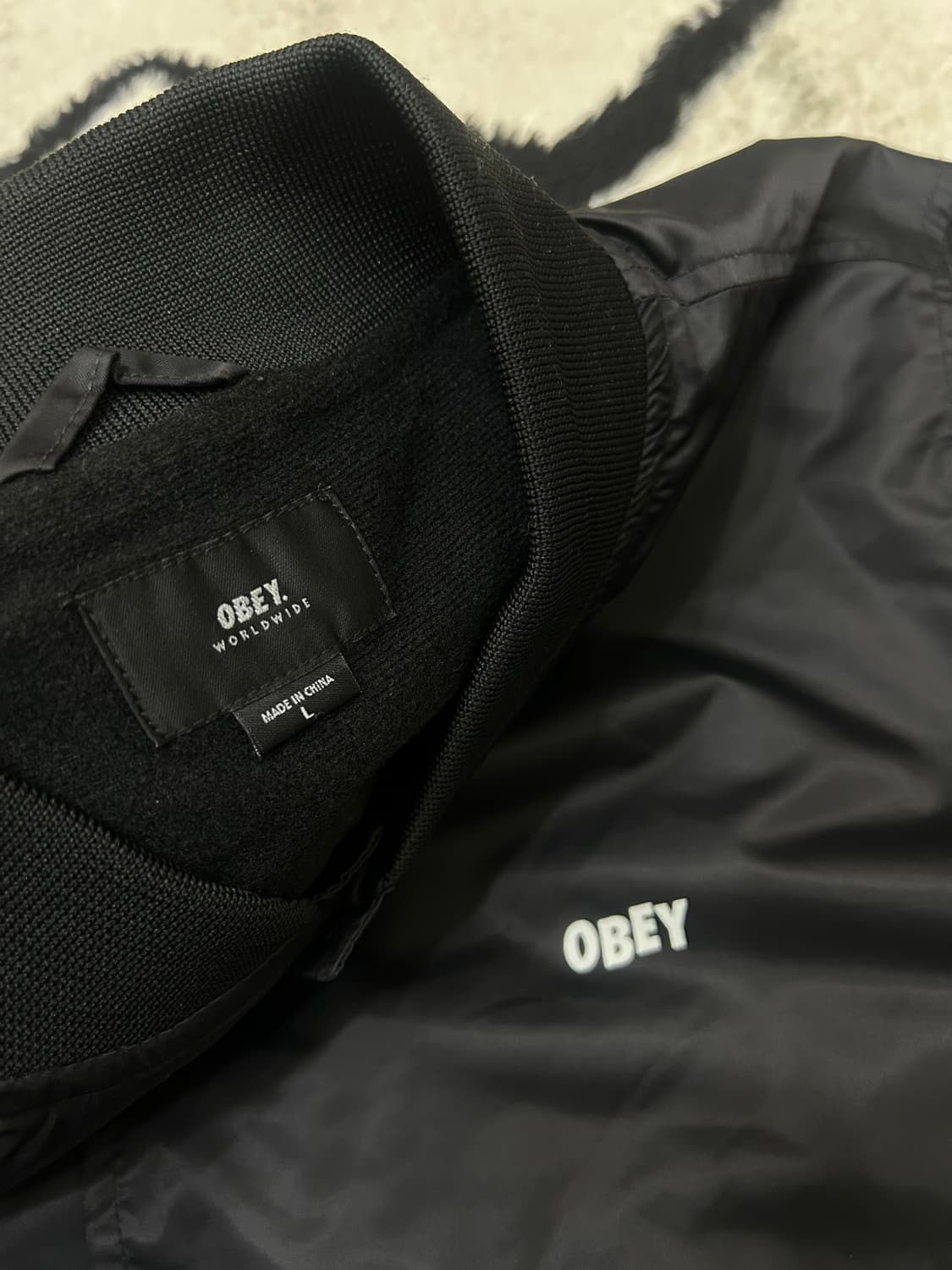 [L]OBEY 빅로고 프린팅 코치자켓/블랙 상품이미지5