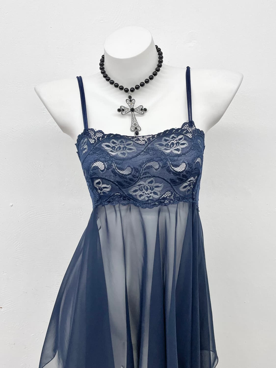 네이비 시어 언발 슬립 상품이미지2