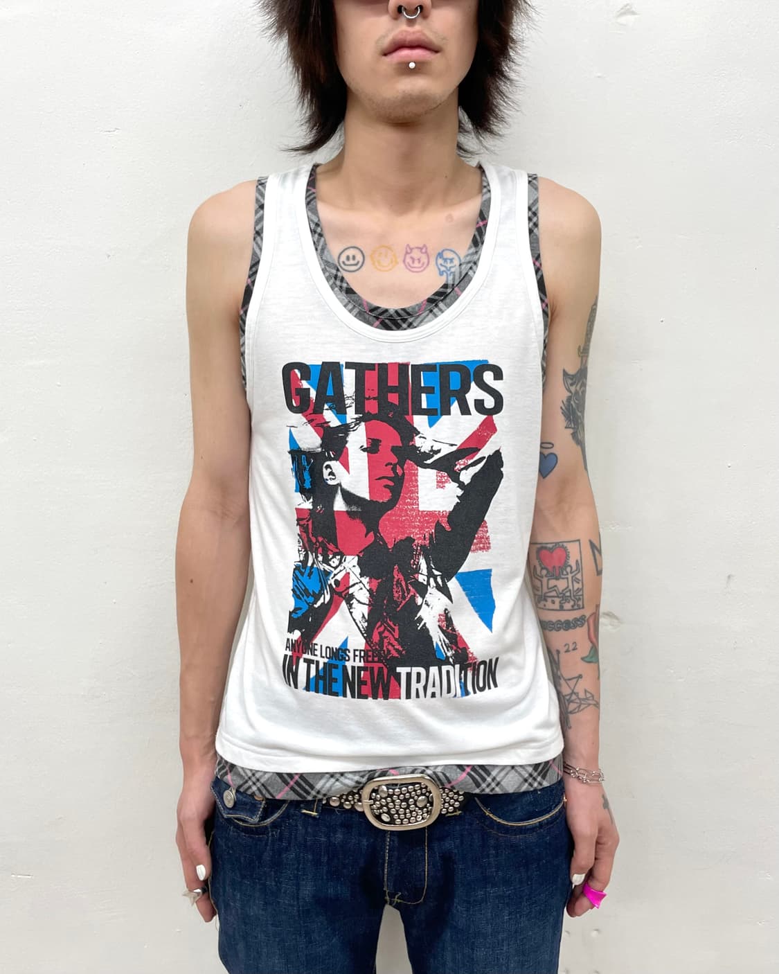Girl American flag check sleeveless 상품이미지3