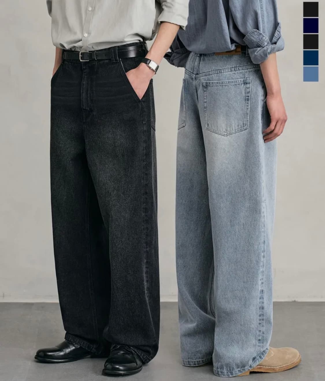 데케트 패션플래닛 올시즌 릴랙스드 와이드 데님 진 블랙 30 상품이미지1