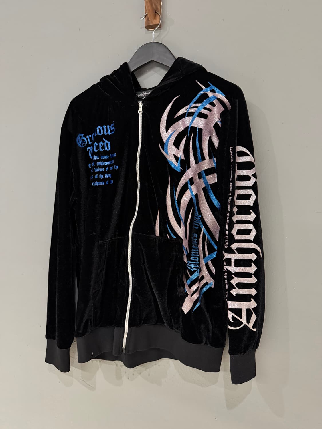 legend back printing velvet hood zip-up 상품이미지5