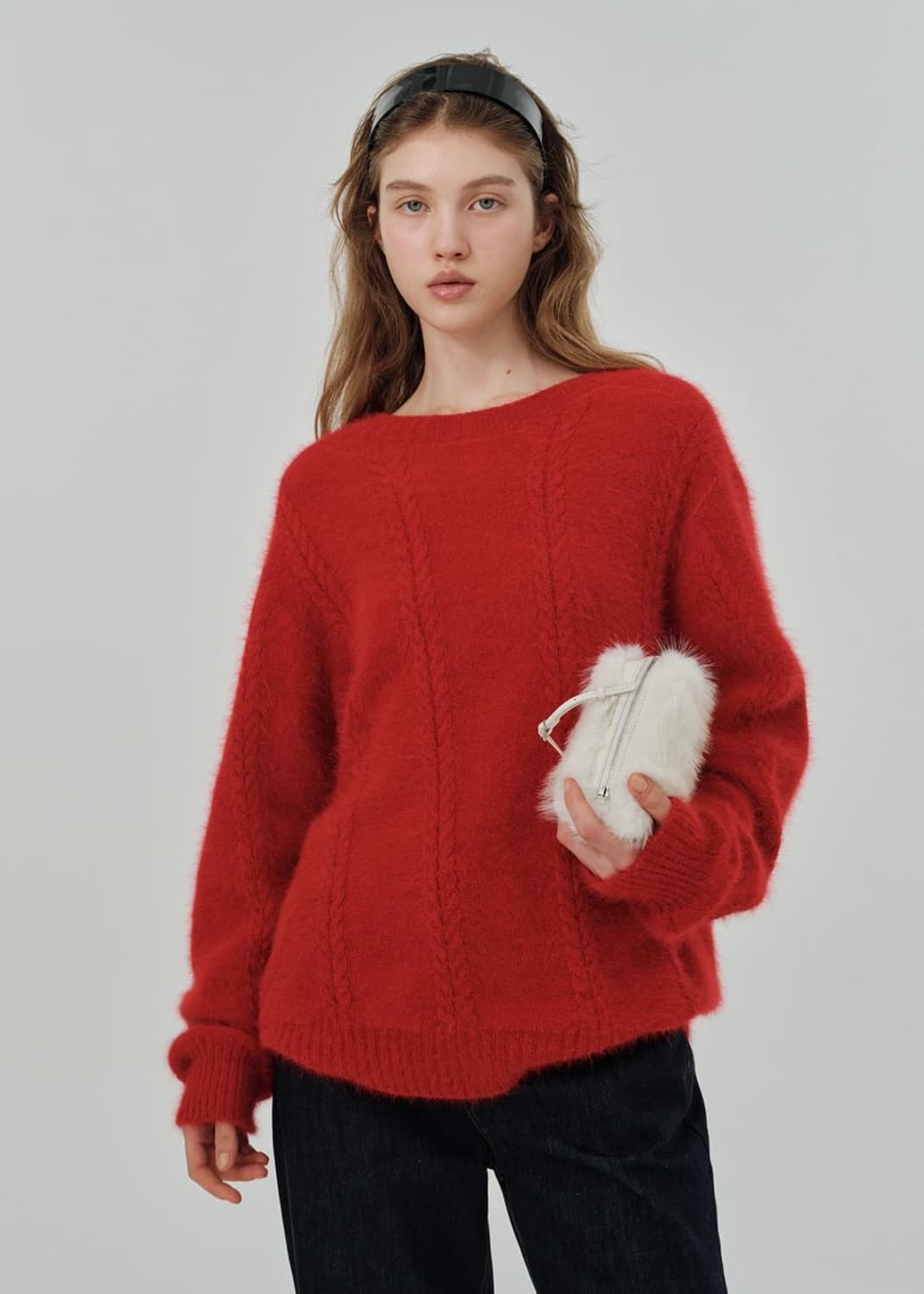 the barnet 더바넷 니트Red Brushed Cable Knit  상품이미지4