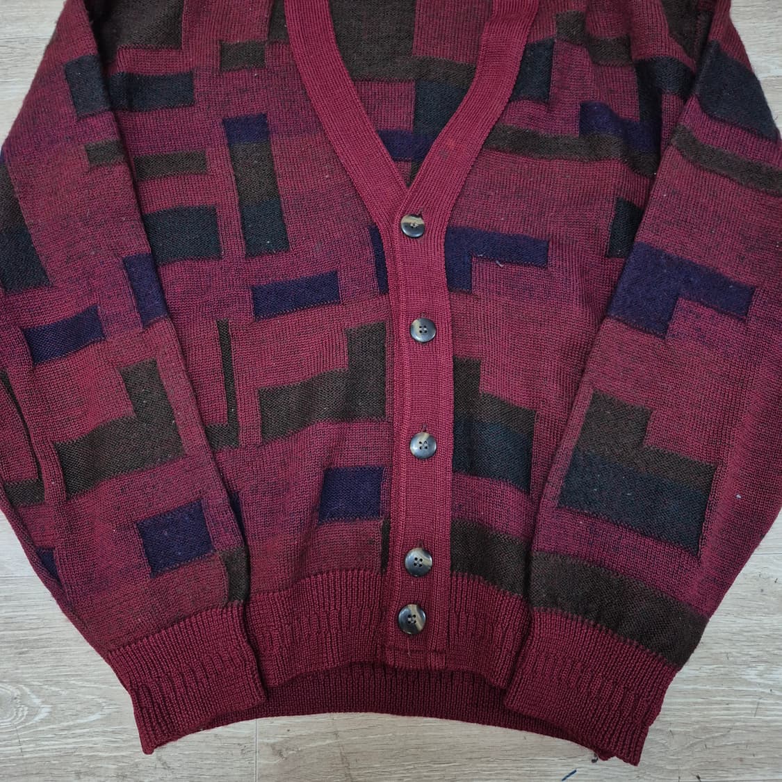 GASH 기하학 패턴 배색 가디건 M(95) 상품이미지3