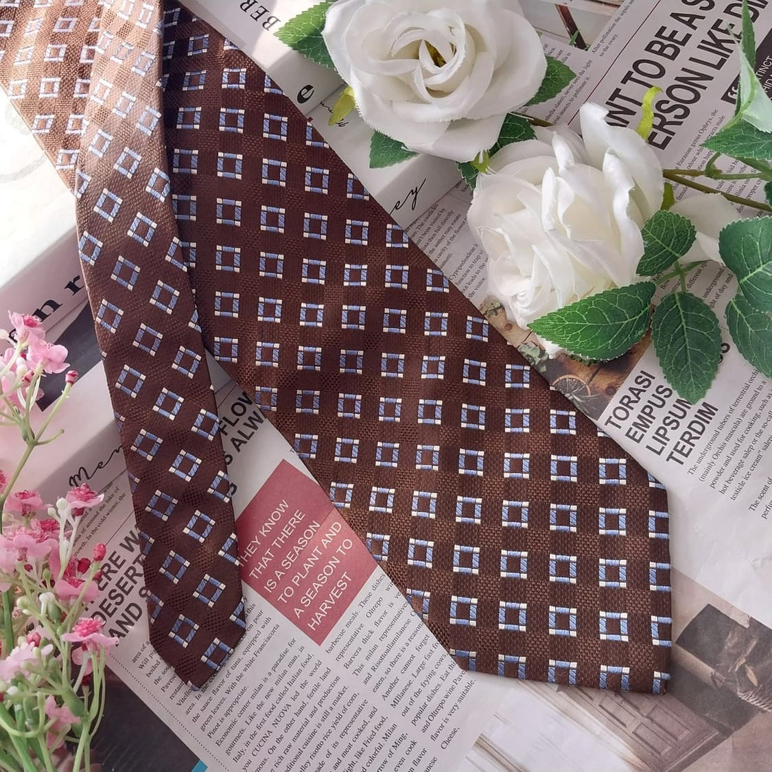 알테아 실크 브라운 체크 자카드 넥타이 9.2cm A+등급 K1489
 상품이미지2