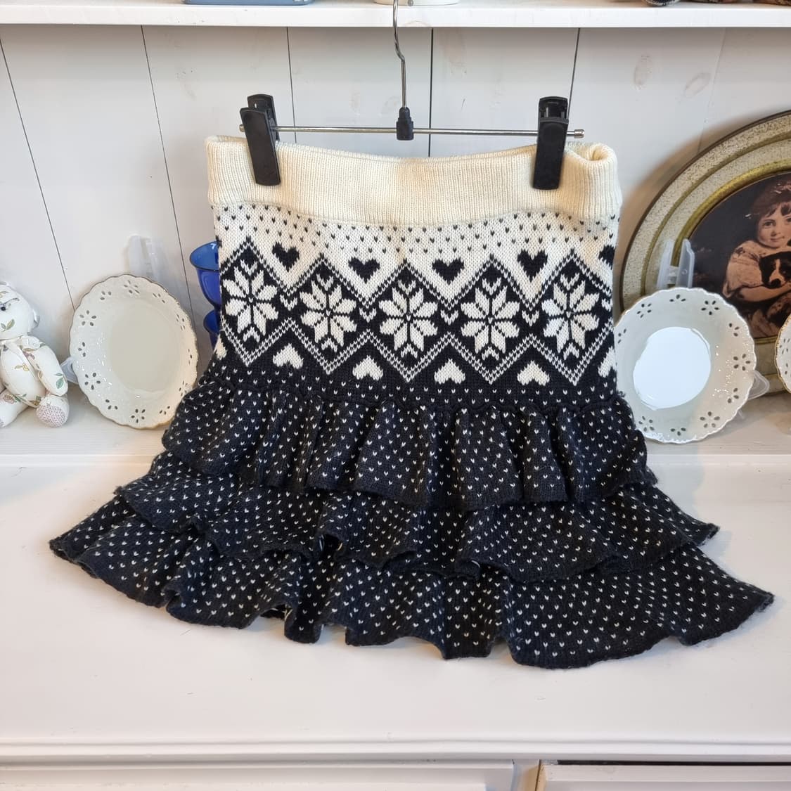 노르딕 니트 프릴 스커트 상품이미지3