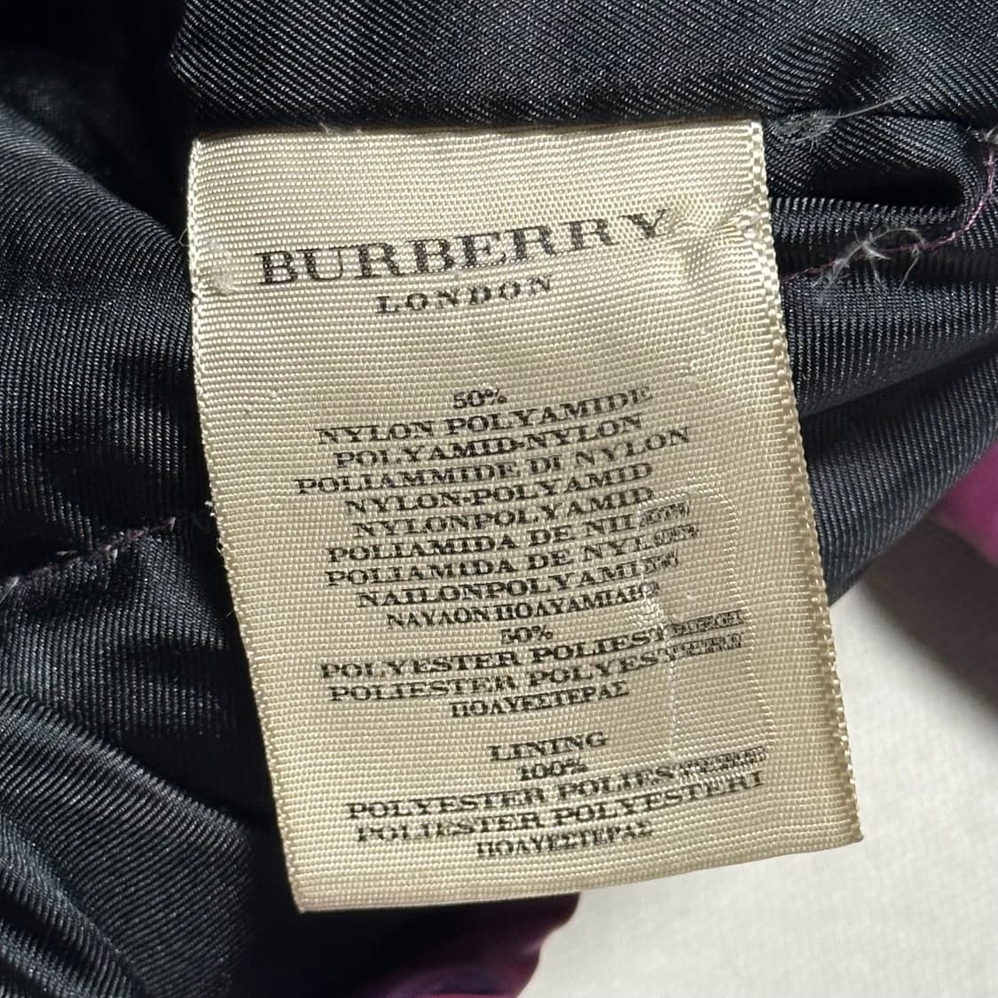 S 버버리 여성용 퍼플 유광 패딩 상품이미지5