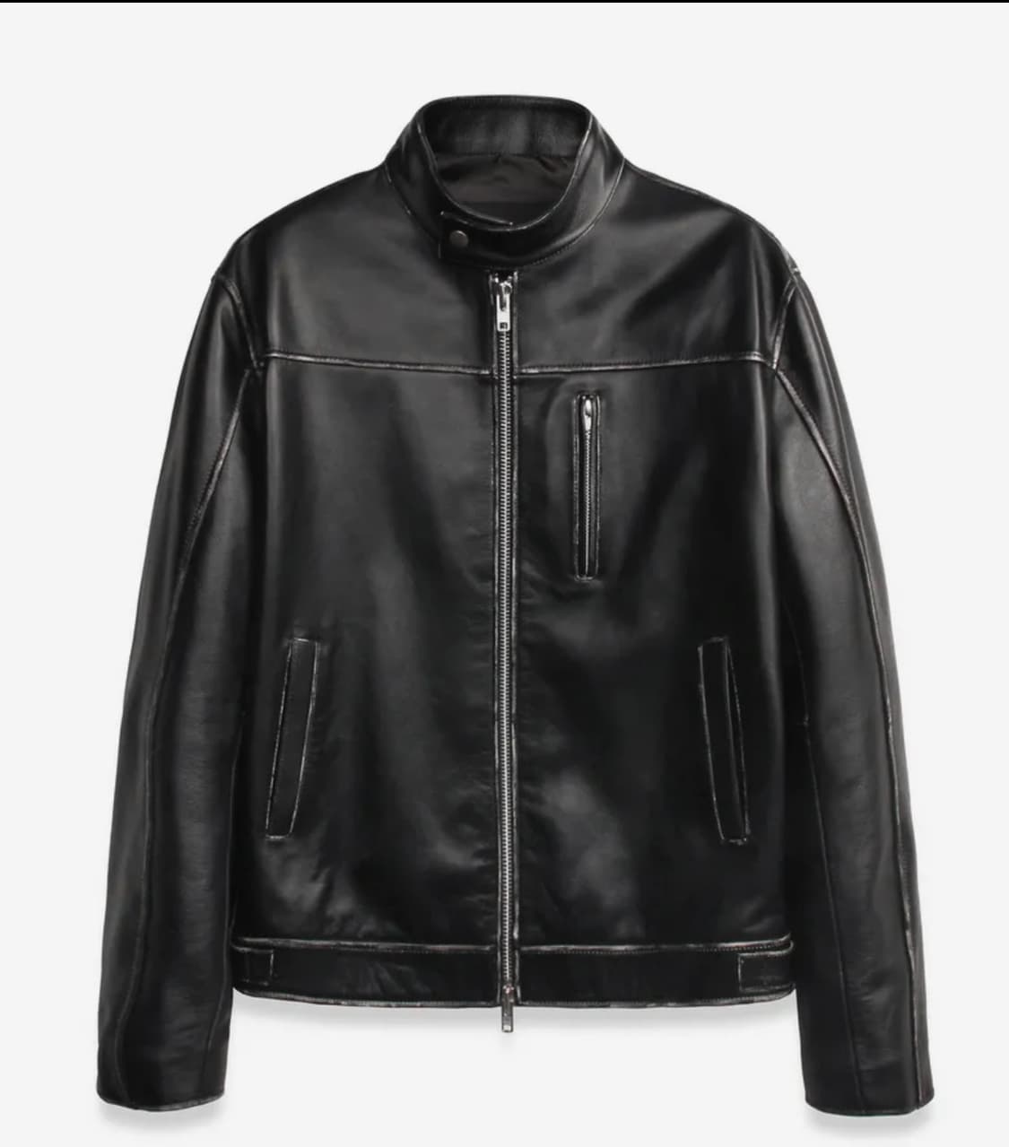 도프제이슨 프리미엄 카우하이드 워싱 바이커 자켓 BLACK 상품이미지2