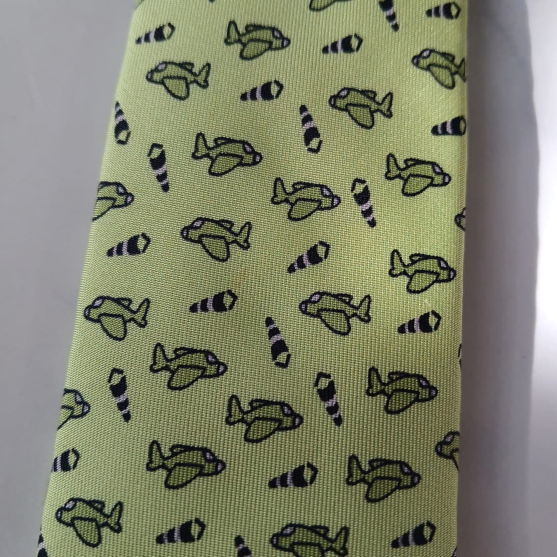 펜디 실크 그린 비행기 패턴 슬림 넥타이 7.8cm B등급 A19597
 상품이미지7