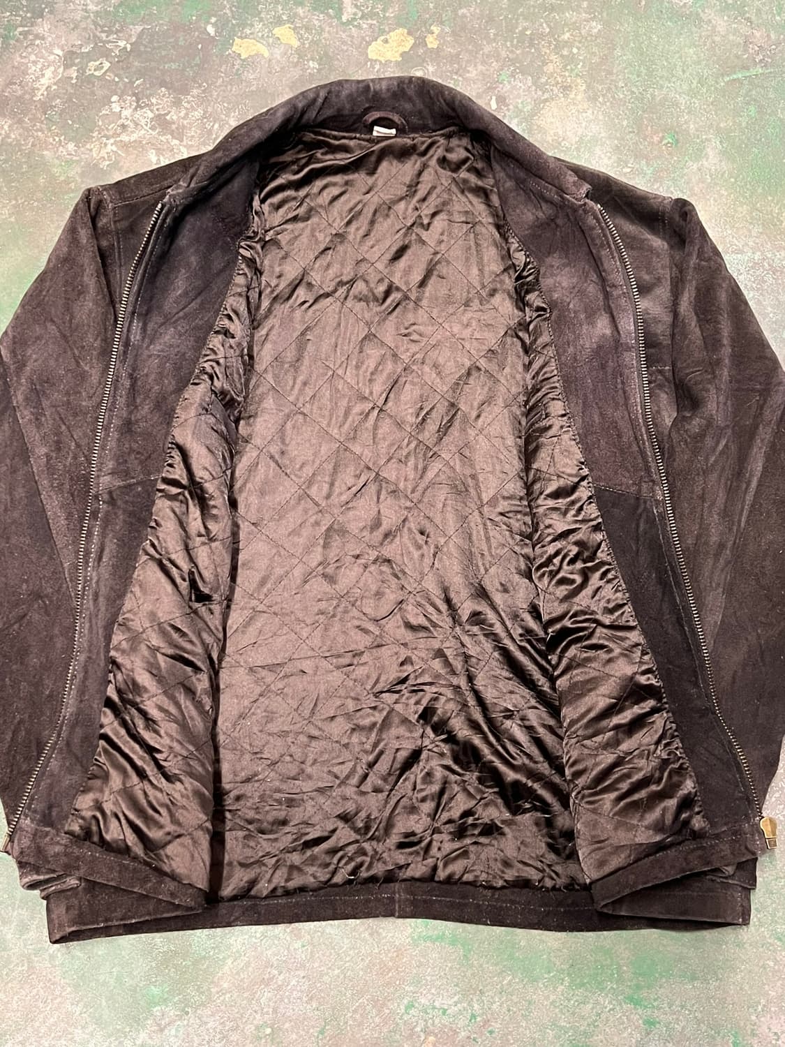 90's [XL] 가죽 자켓 빈티지 스웨이드 레더 퀼팅 풀집업 자켓 상품이미지8