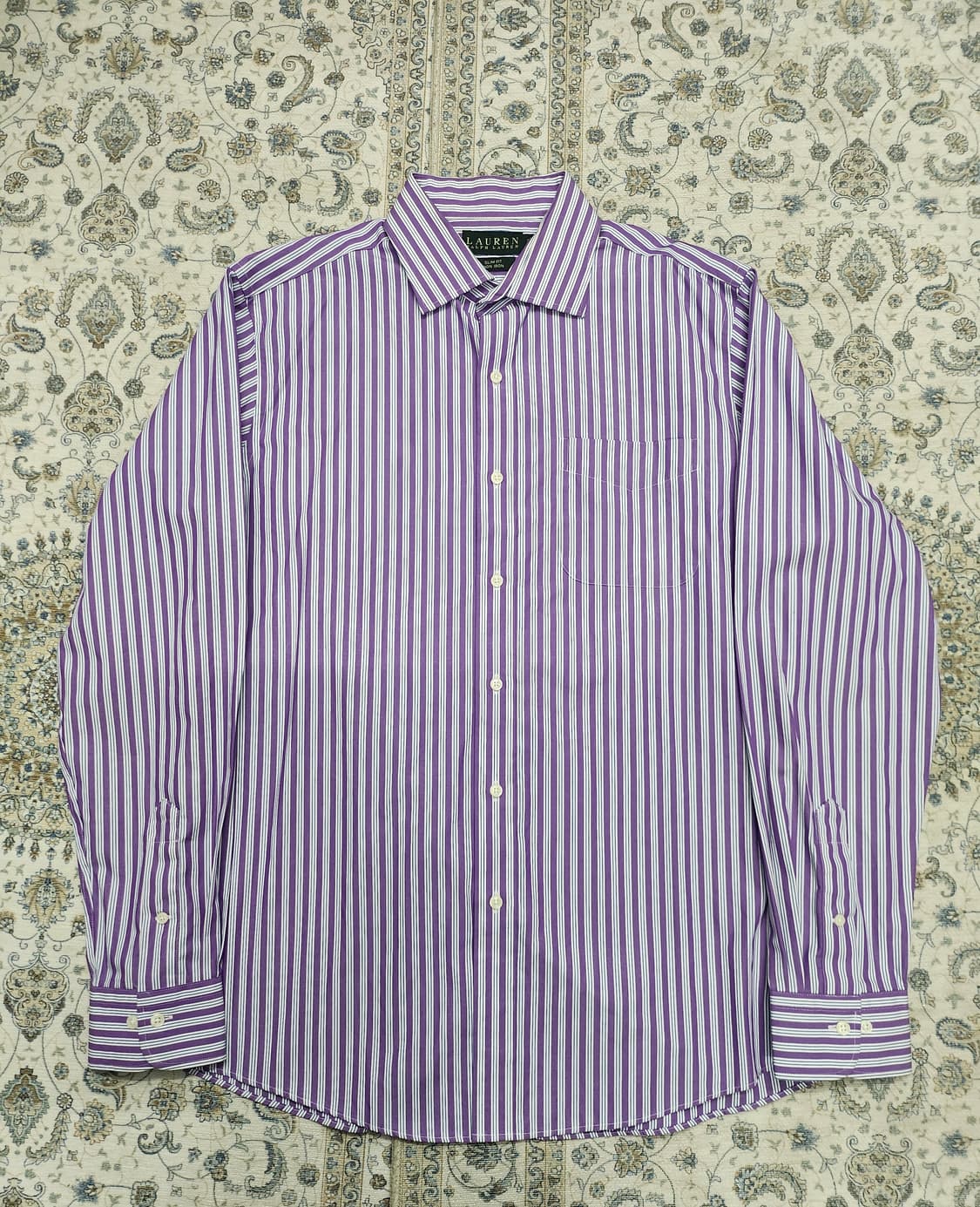 폴로 랄프로렌 퍼플 스트라이프 셔츠 16/2-1 (105-110) 상품이미지1