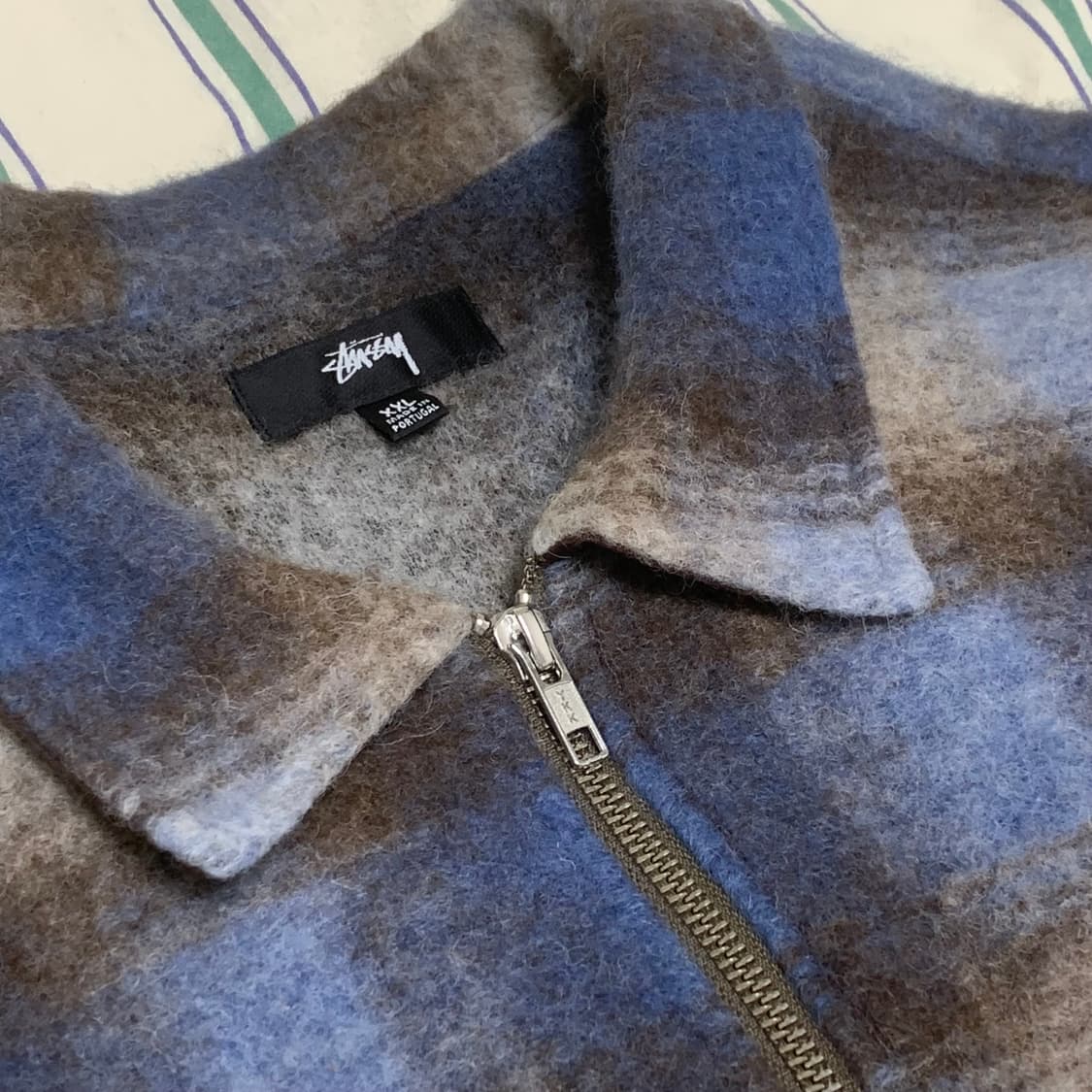 스투시 모헤어 플레이드 집 셔츠 xxl 상품이미지6