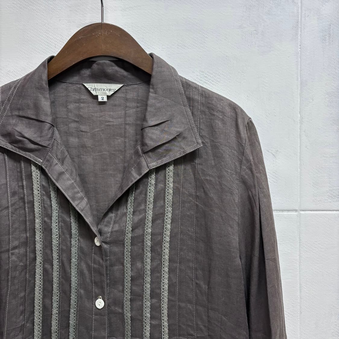 chrismontez 린넨 레이스 핀턱 페어리 블라우스 JPN 상품이미지2