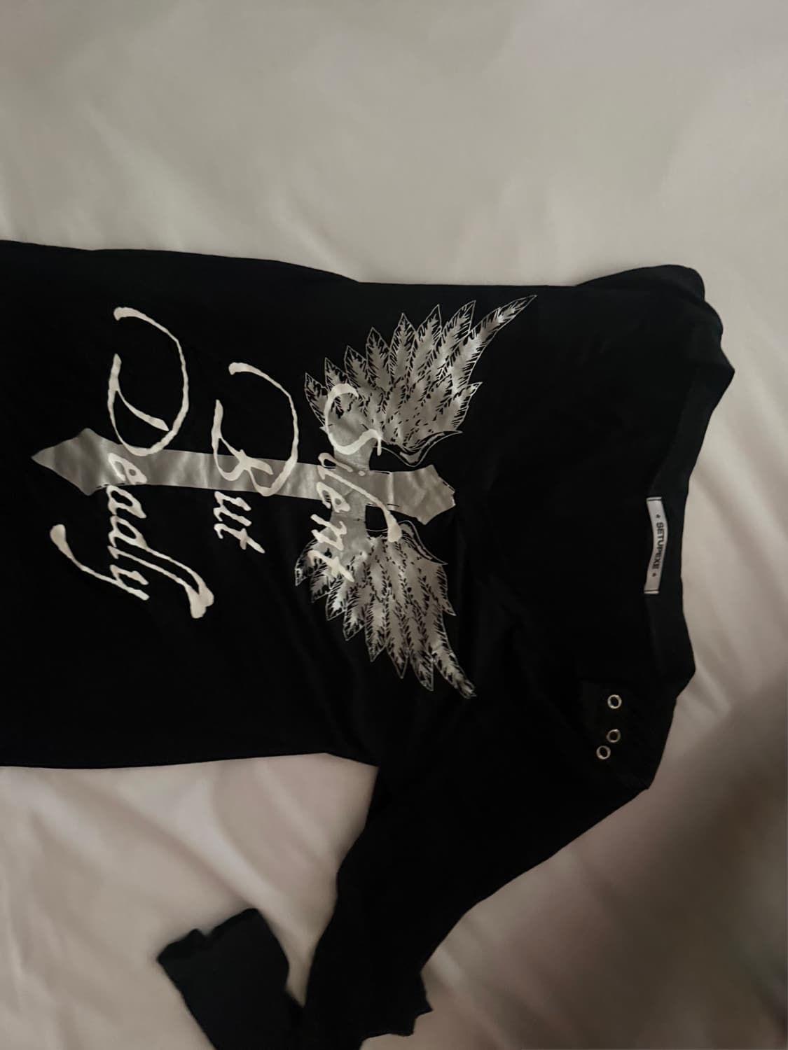 셋업이엑스이 V-NECK CROSS TOP / BLACK OS 상품이미지2