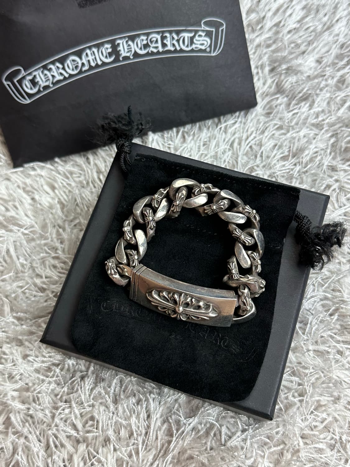 [13 Link] 정품 크롬하츠 플로랄 크로스 팬시 ID 팔찌 상품이미지1