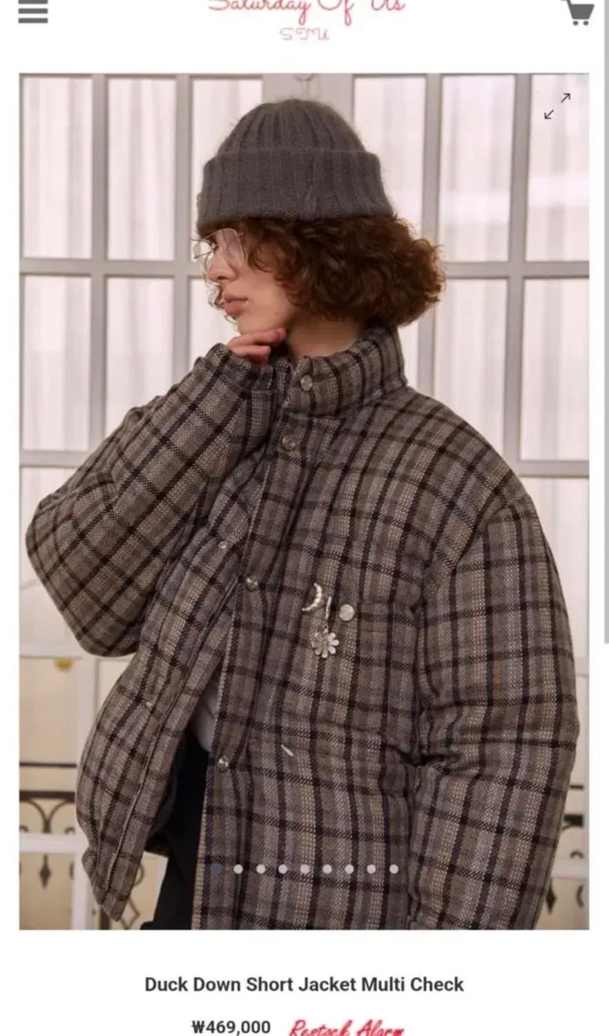 [M] STU 덕 다운 숏 자켓 멀티 체크 패딩 상품이미지1